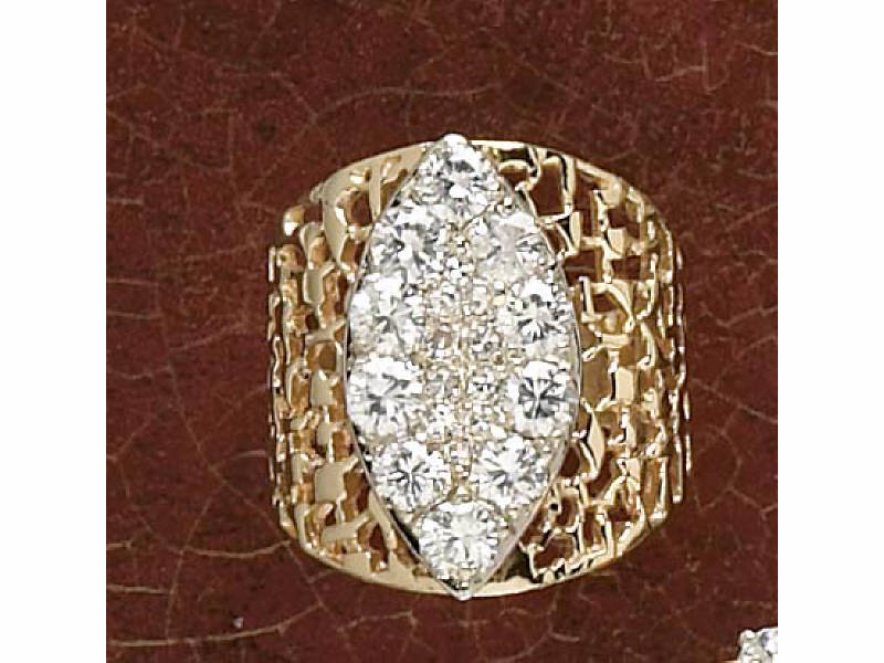 Appraisal: DIAMOND CLUSTER RING k yellow gold lady's wide open design