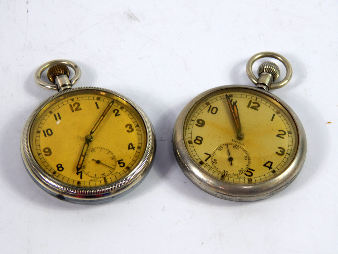 Appraisal: A Doxa military pocket watch with subsidiary seconds hand in