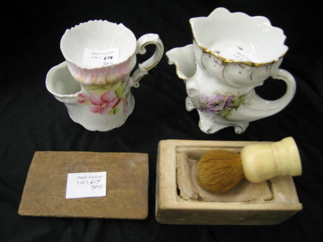 Appraisal: Victorian Porcelain Shaving Mugs floral decor