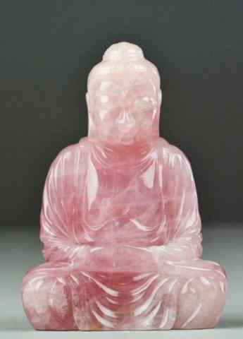 Appraisal: Chinese Rose Quartz Carving of Seated BuddhaFinely carved and polished