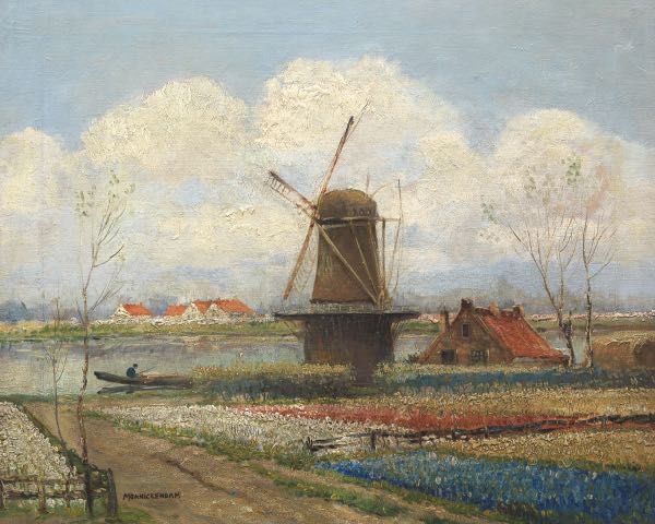 Appraisal: Martin Monnickendam Dutch - x Dutch Landscape with Windmill Oil