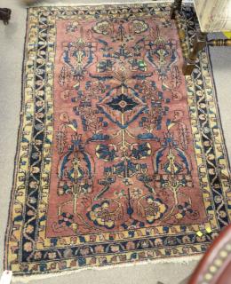 Appraisal: Hamaden Oriental throw rug ' x ' Hamaden Oriental throw