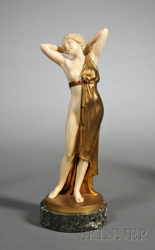 Appraisal: Fritz Preiss German - Ivory and Gilt Bronze Figure of