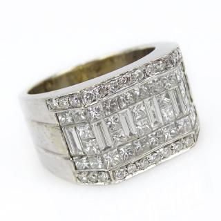 Appraisal: Carat Invisible Set Diamond and Karat White Gold Ring Man's