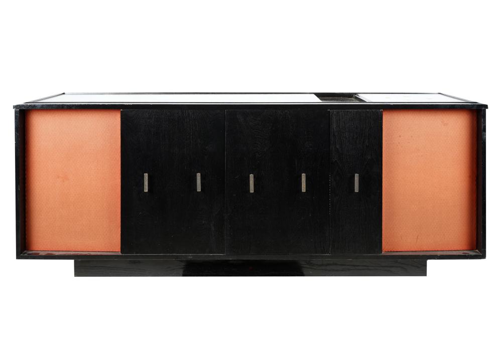 Appraisal: SEEBURG MID-CENTURY EBONIZED HI-FI CABINETthe top fitted with a sliding