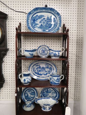 Appraisal: pcs Blue White Porcelain Canton and Fitzhugh styles includes platters