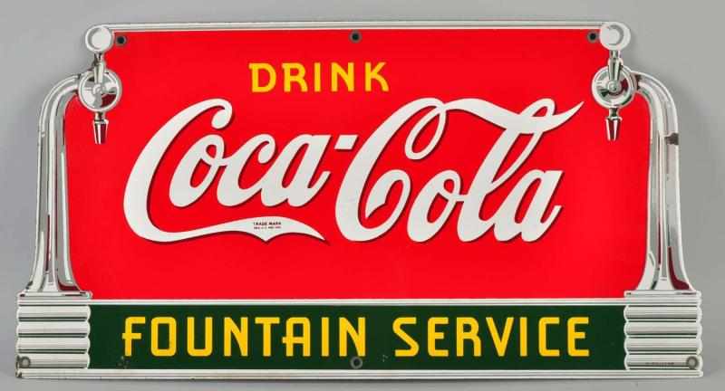 Appraisal: Porcelain Coca-Cola Fountain Service Sign Description Porcelain coating on this