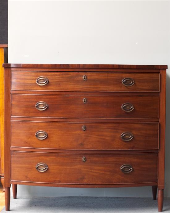 Appraisal: A th C Mahogany Bow-front Chest of Drawers having four