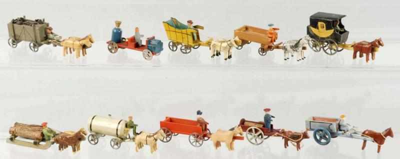 Appraisal: Lot of Wooden Horse-Drawn Toy Description German Includes various carts