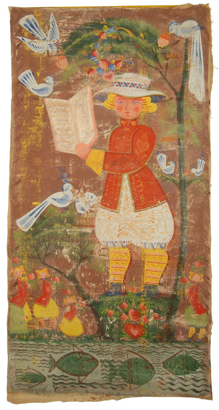 Appraisal: PETER HUNTAmerican - Central standing figure holding a book between