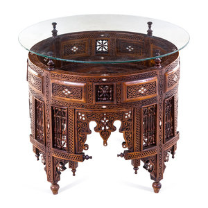 Appraisal: A Syrian Walnut and Glass Low Table th Century Height