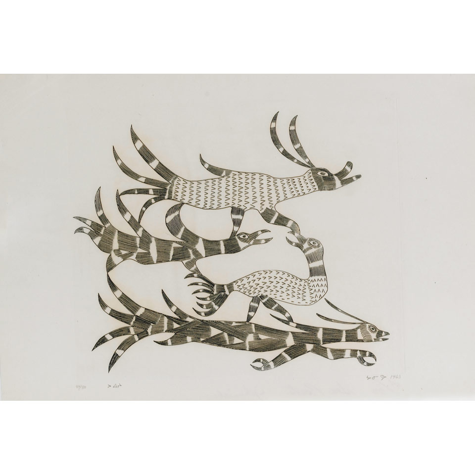 Appraisal: JOHNNIEBO ASHEVAK - E - Cape Dorset SEA BEASTS engraving