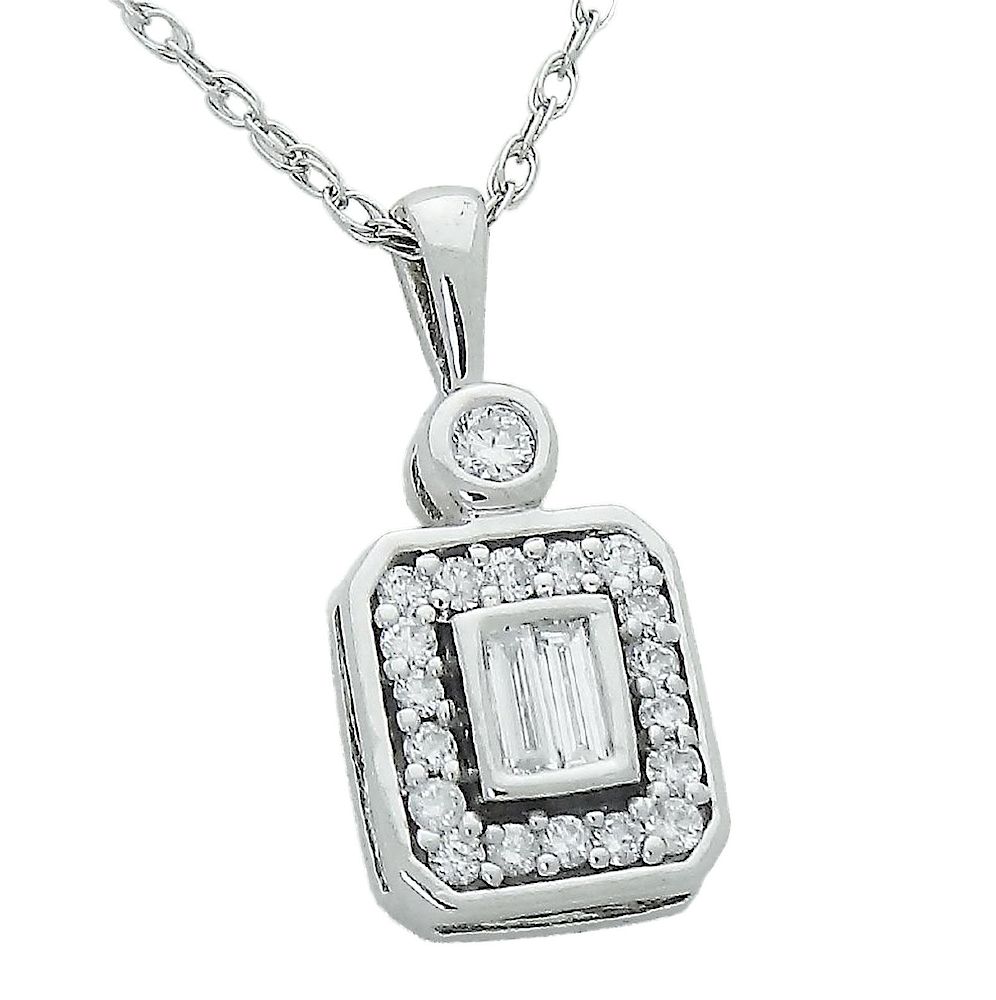 Appraisal: k Baguette Round Cut Diamond Pendant Stones Baguette Cut Diamonds