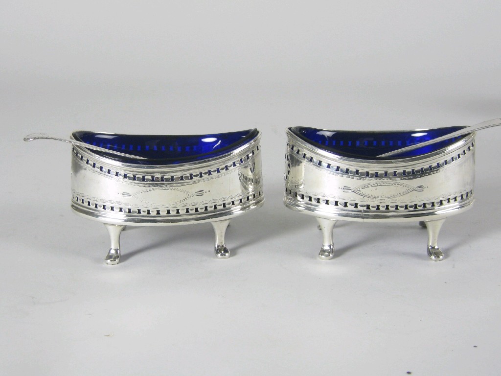 Appraisal: Pair of George III pierced oval Salts with vacant oval