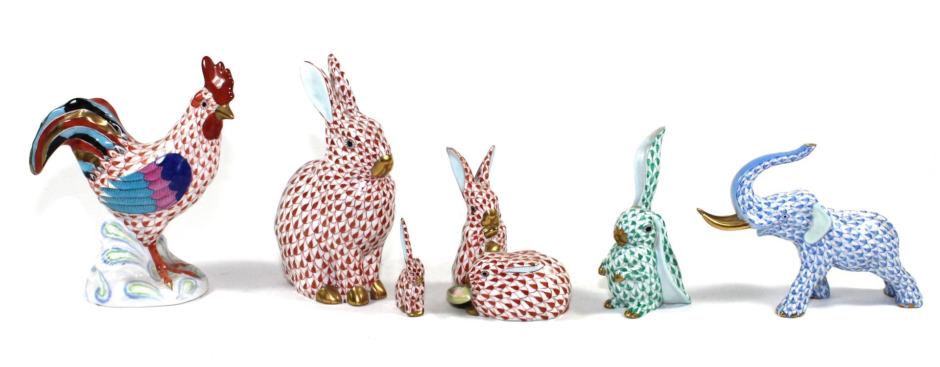 Appraisal: Four modern Herend porcelain rabbit figures each decorated in a