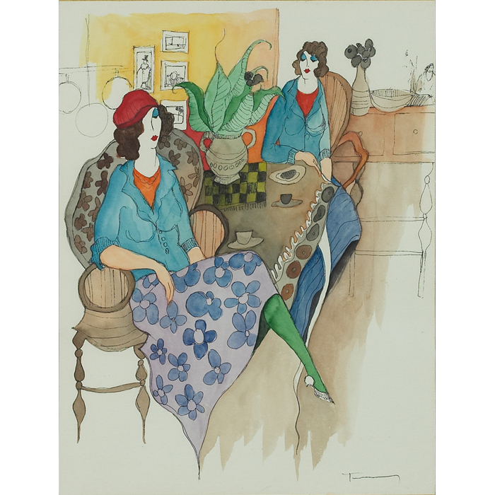 Appraisal: Itzchak Tarkay Israeli b ''Seated Women '' c ink and