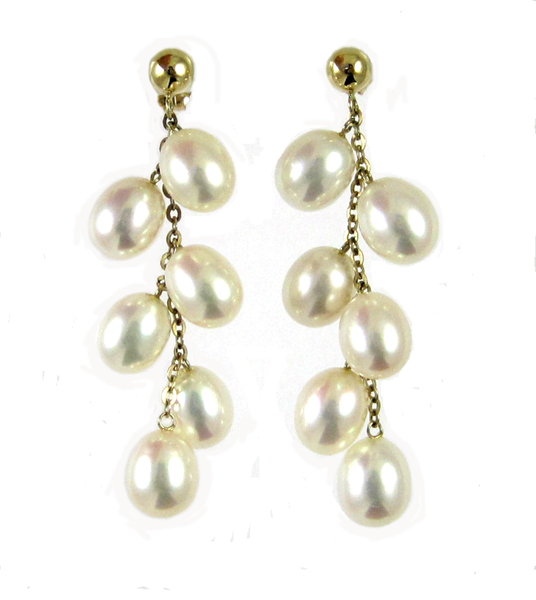 Appraisal: PAIR OF PEARL DANGLE EARRINGS each k yellow gold with