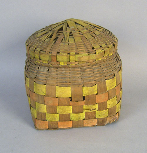 Appraisal: Maine lidded basket ca h