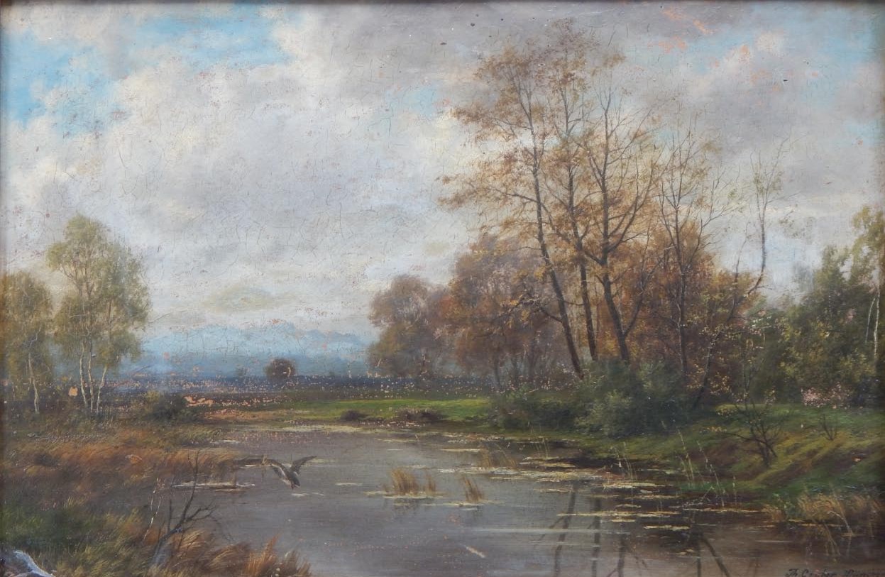 Appraisal: Thomas Gruber th th Century River landscapes oil on board