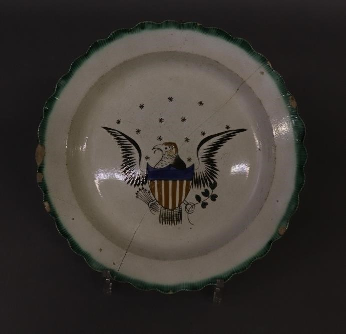 Appraisal: Feather edge soup plate with American eagle early th c