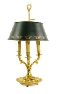 Appraisal: A FRENCH GILT BRONZE THREE-LIGHT BOUILLOTTE LAMP th century The