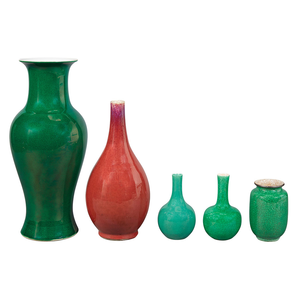 Appraisal: Group of Four Chinese Green Glazed Porcelain Vases th Century