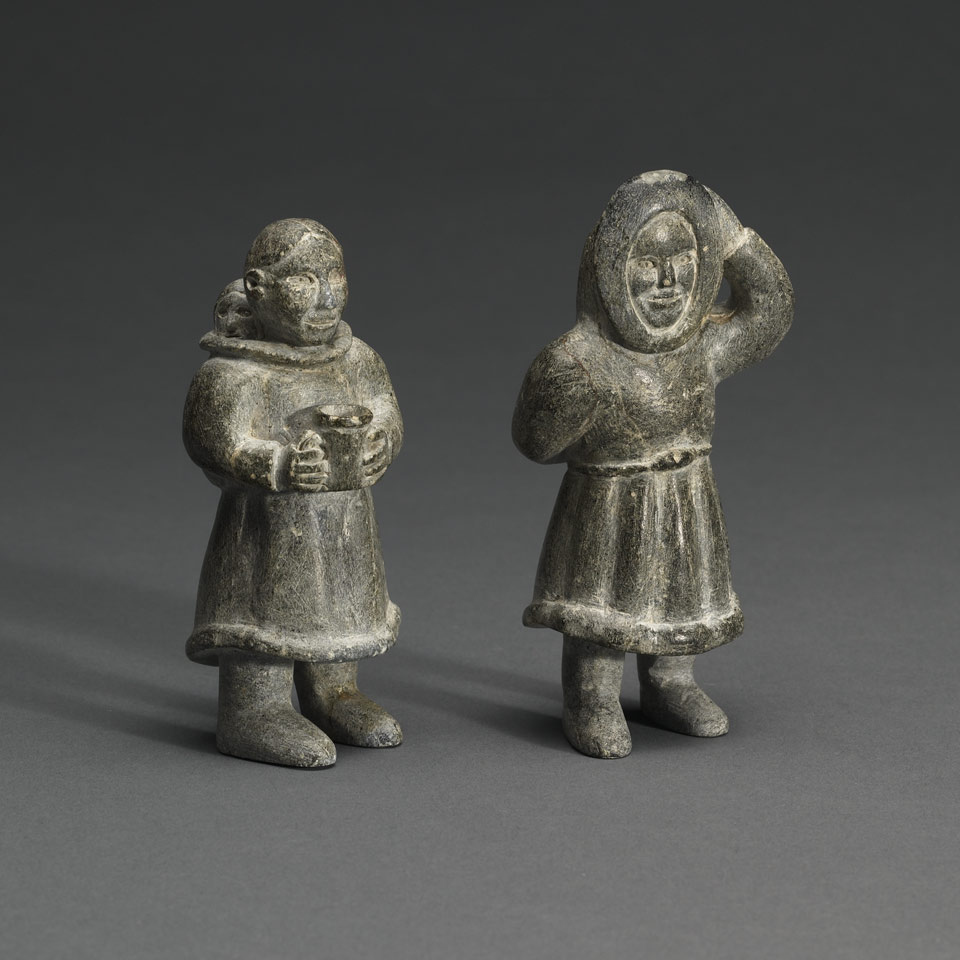 Appraisal: AGNES TOPIAK -D W - Coppermine PAIR OF FIGURES stone