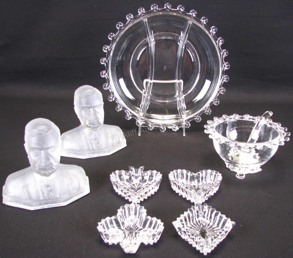 Appraisal: Group of Heisey Glassware Nine pieces total including round divided