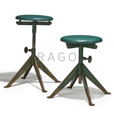 Appraisal: ODELBERG OLSEN KNOLL Pair of adjustable stools USA Sweden s