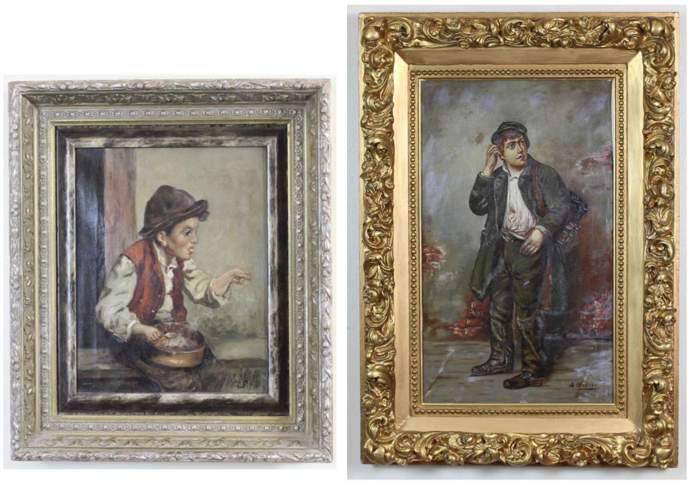 Appraisal: TWO OILS ON CANVAS PORTRAITS OF BOYS A Werner Austria