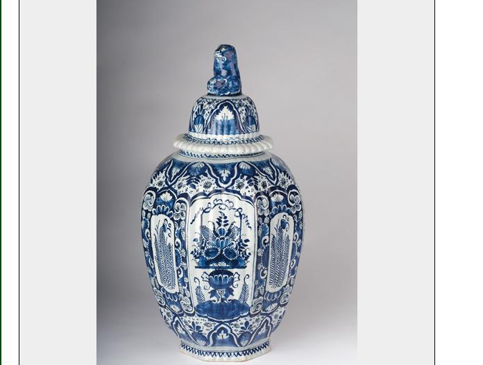 Appraisal: RARE DUTCH DELFT BALUSTER FORM JAR AND COVER Decorated in