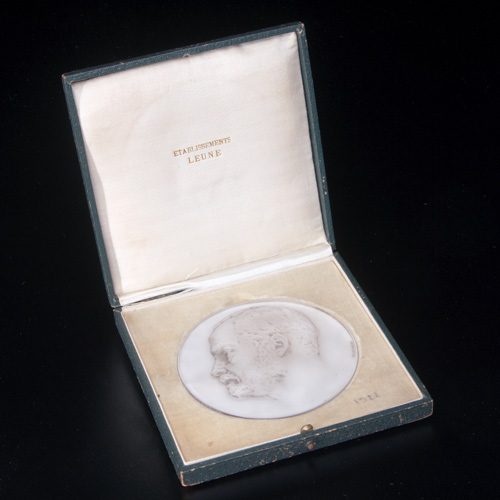 Appraisal: R LALIQUE Commemorative medallion Pasteur clear and frosted with gray