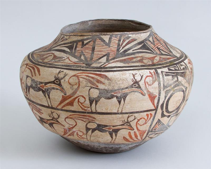 Appraisal: ZUNI POLYCHROME POTTERY POT x in diam Property from the