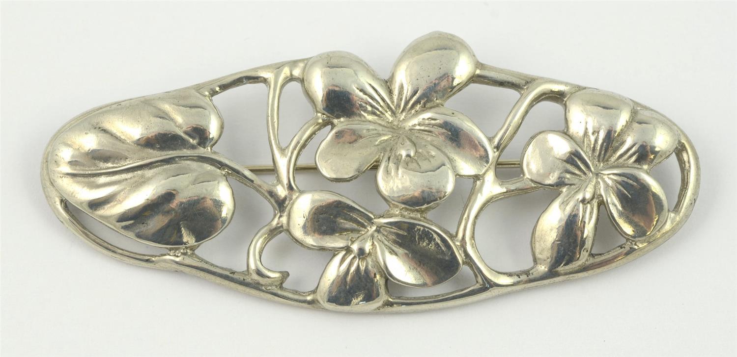 Appraisal: Sterling silver floral pin - x - TO