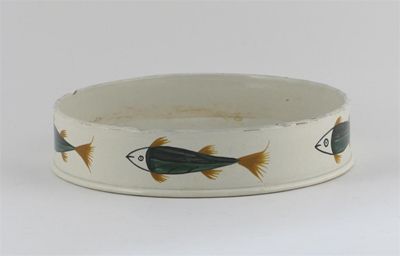 Appraisal: A Prattware char dish naively painted with five fish in