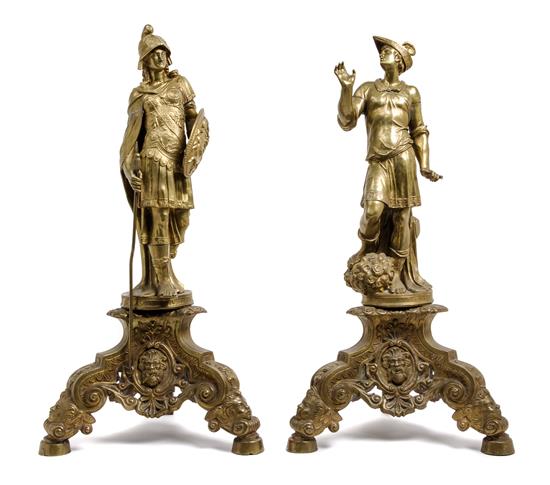 Appraisal: Sale Lot A Pair of Large Gilt Bronze Figural Chenets