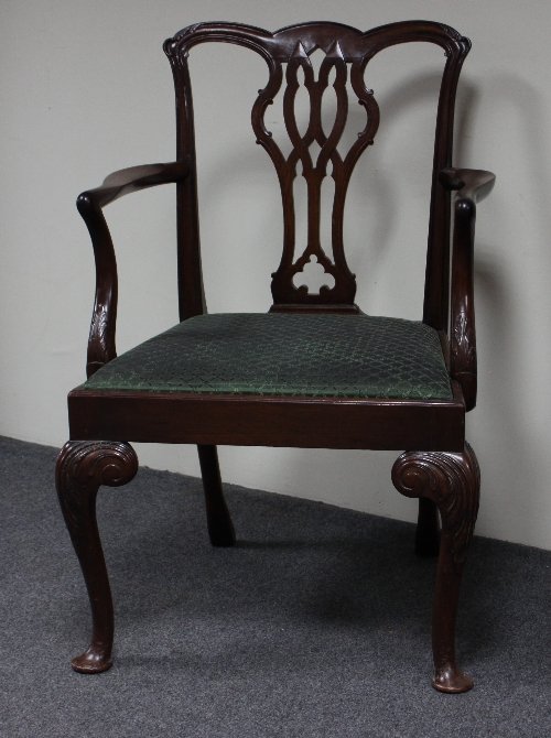 Appraisal: A George II style open armchair the pierced interlaced splat