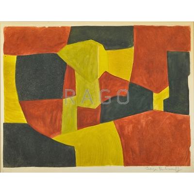 Appraisal: Serge Poliakoff Russian - Marron et Jaune Etching and aquatint