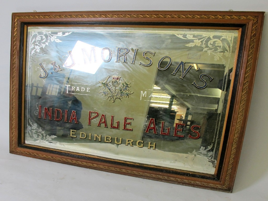 Appraisal: A large Victorian pub mirror advertising J J Morison's India