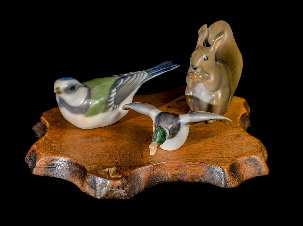 Appraisal: Three Royal Copenhagen Animal Figurines A Squirrel Bird And A