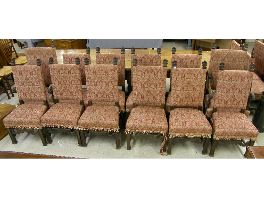 Appraisal: Good set of sixteen Carolean style antique oak dining chairs