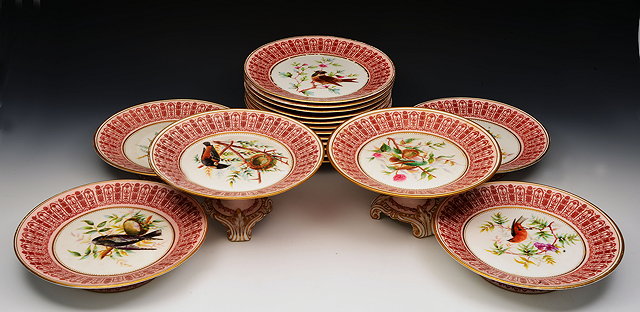 Appraisal: A DERBY PORCELAIN DESSERT SERVICE consisting of eighteen pieces including