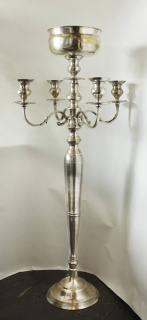 Appraisal: Silverplate Candle Holder with Flower Bowl Four Candle Large H