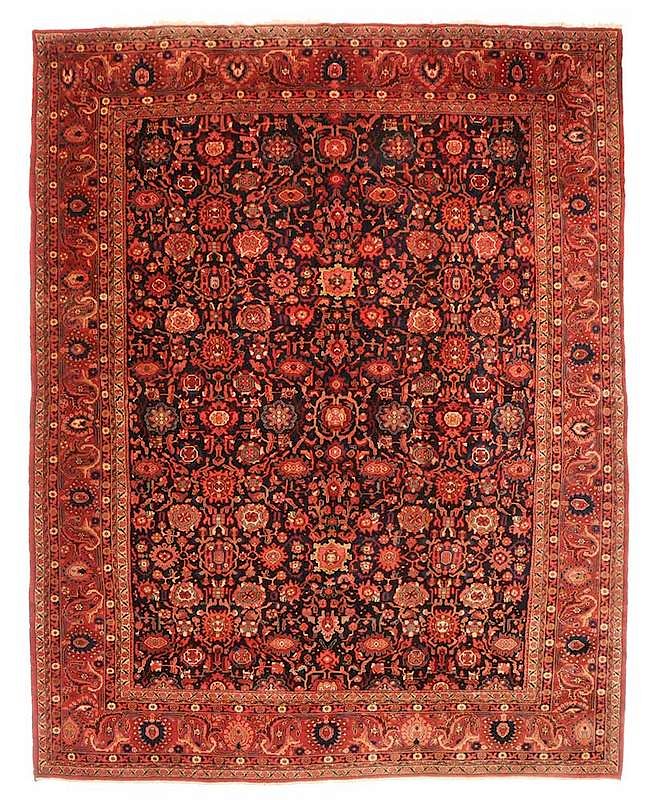 Appraisal: Malayer Carpet Persian navy ground with overall geometric medallions and