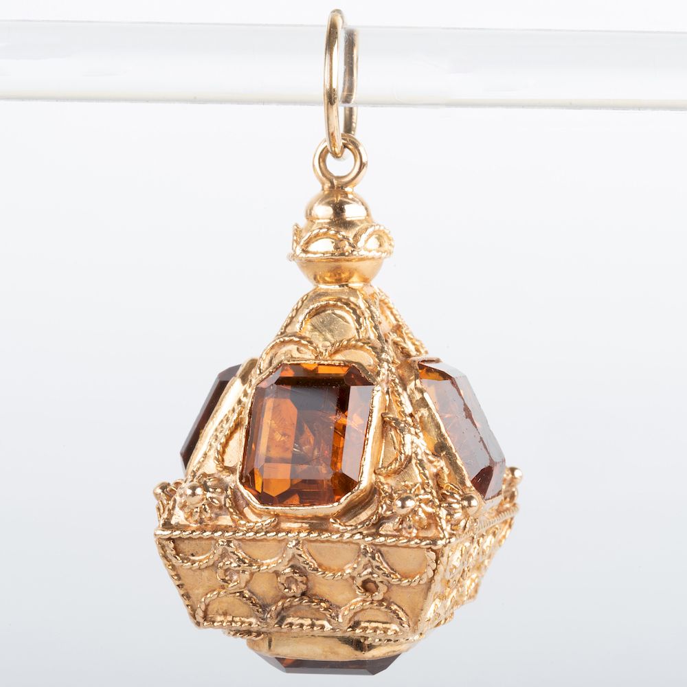 Appraisal: Italian k Gold and Citrine Pendant Charm Italian k Gold