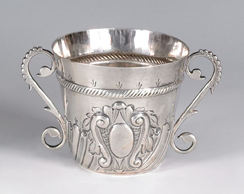 Appraisal: English silver caudle cup ca - bearing the touch of