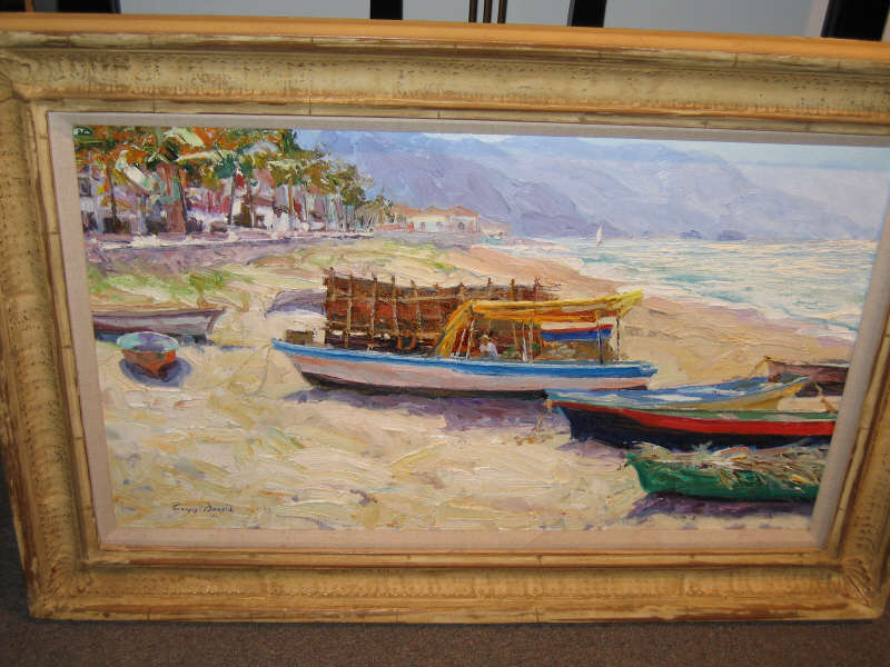 Appraisal: FRANCIS DONALD AMERICAN B BOATS AT PUERTO VALLARTA oil on