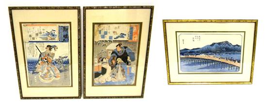 Appraisal: ASIAN three th C Japanese woodblock prints first after Utagawa