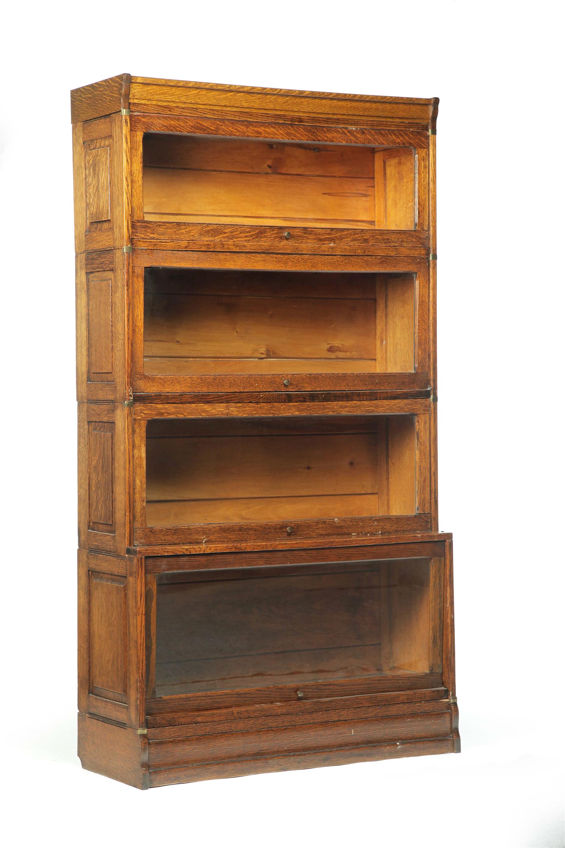 Appraisal: GOLDEN OAK FOUR-SECTION BARRISTERS BOOKCASE American st quarter- th century