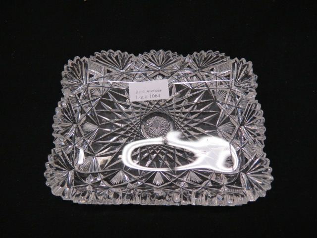 Appraisal: Cut Glass Rectangular Dish brilliant period star fan decor x